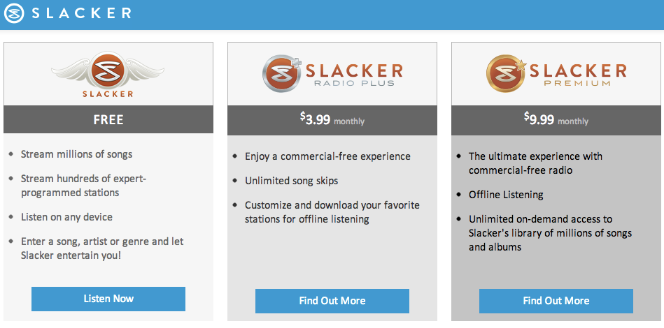 Slacker Music Service Prices Analie